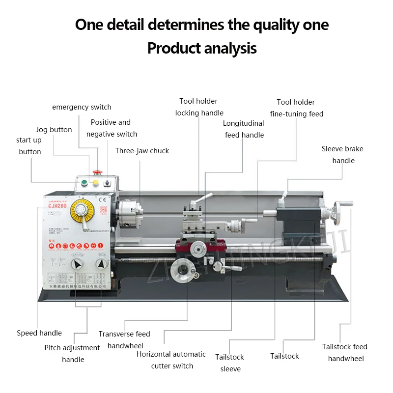 CJM280 Bench Lathe Industrial Machine Tool Small Household Metal Machining Center High precision | Инструменты