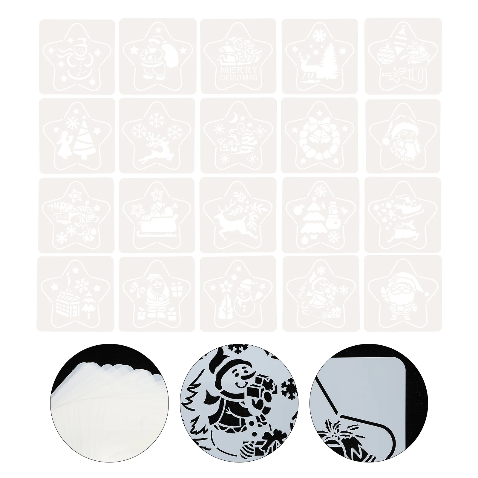 

20pcs Xmas Stencils DIY Graffiti Accessories Christmas Hollow Templates