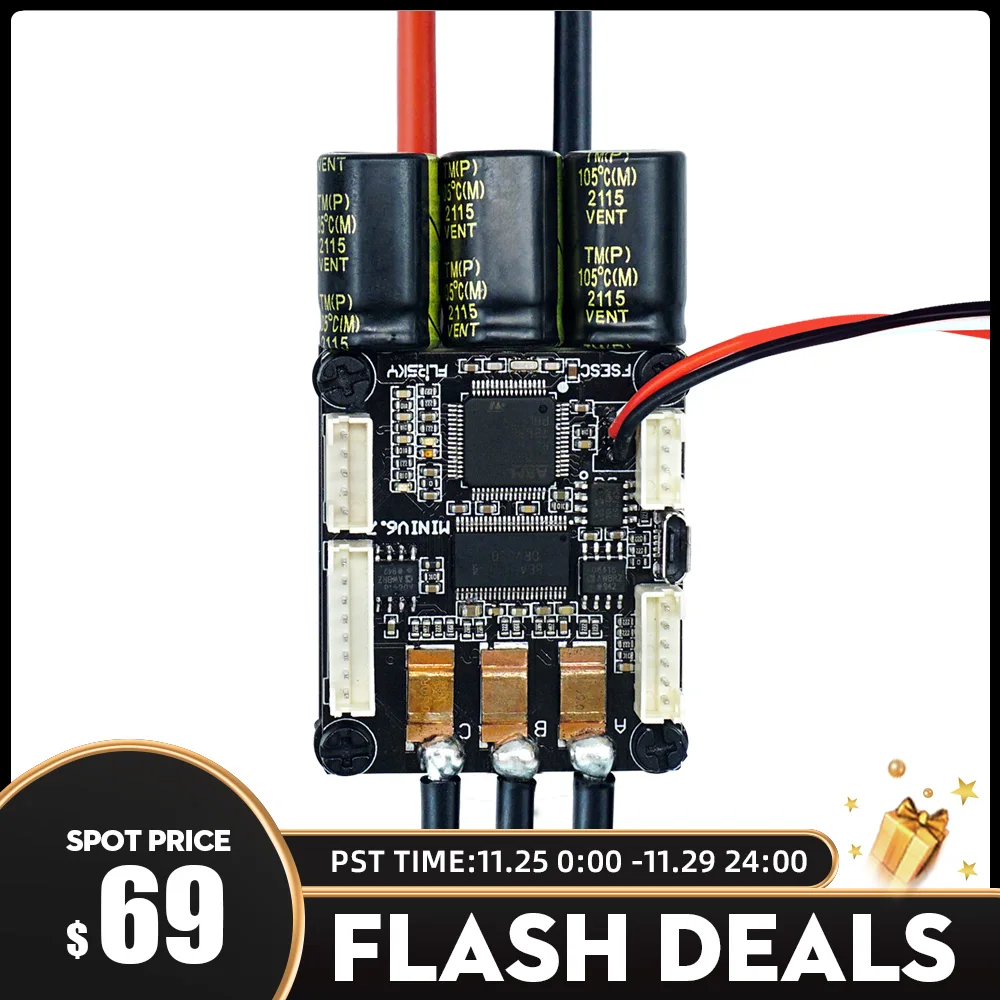 FLIPSKY-Control de velocidad Lipo ESC 4-13S, Mini FSESC6.7 70A, base en VESC6.6 con disipador de calor anodizado de aluminio para Motor de CC sin escobillas-0