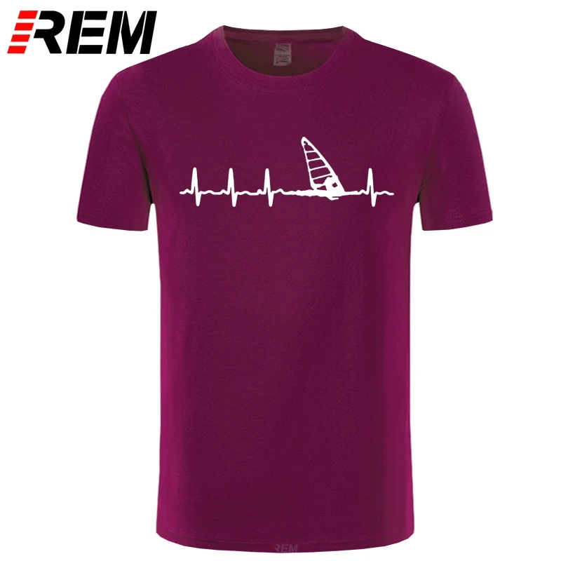 Мужская футболка с принтом REM летняя хлопковая Футболка Heartbeat Windsurfing Stylisches