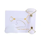 Белый нефритовый бриллиантовый скребок для гуаши, натуральный камень гуаши, гуаша, скребок, роликовый массажер для лица, Роликовая Коробка для лица