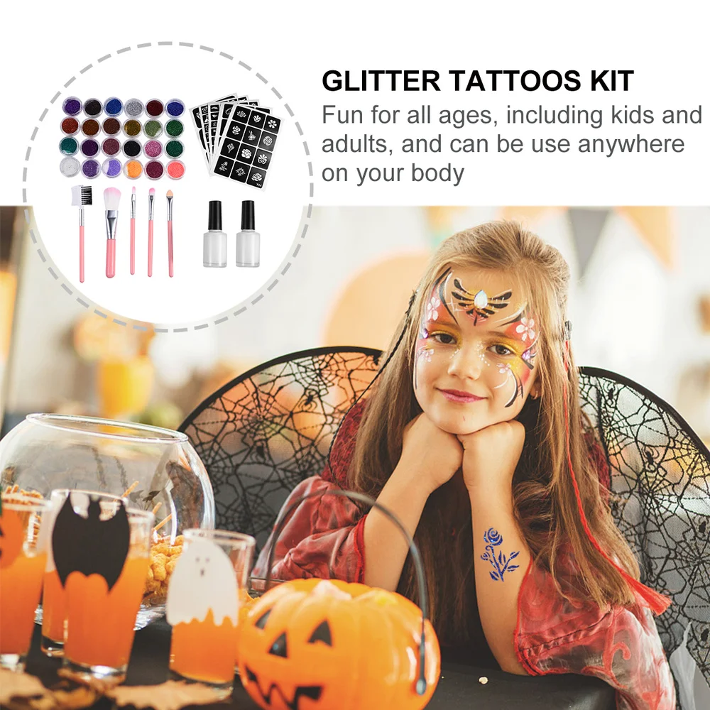 

1 Set Glitter Tattoos Kit Temporary Tattoos Face Painting Tattoos Decal
