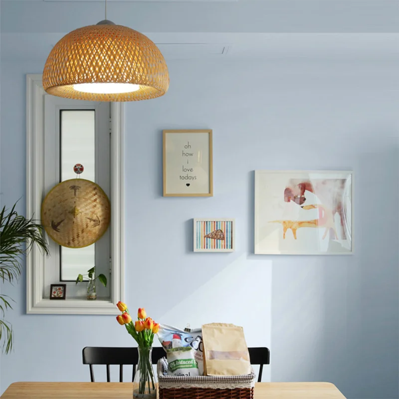 Goedkoop Chinese Bamboe Weven Bamboe Nest Antieke Hanglamp E27 Lampen Lantaarns Woonkamer Hotel Restaurant Gangpad Opknoping Lichten