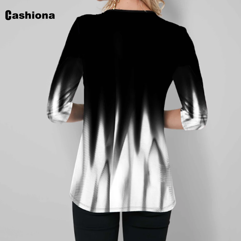 

Plus size 5xl Women Elegant Leisure Casual T-shirt Model Boho Print Tassel Collar Women's Top 2021 Summer Loose Tees shirt Femme