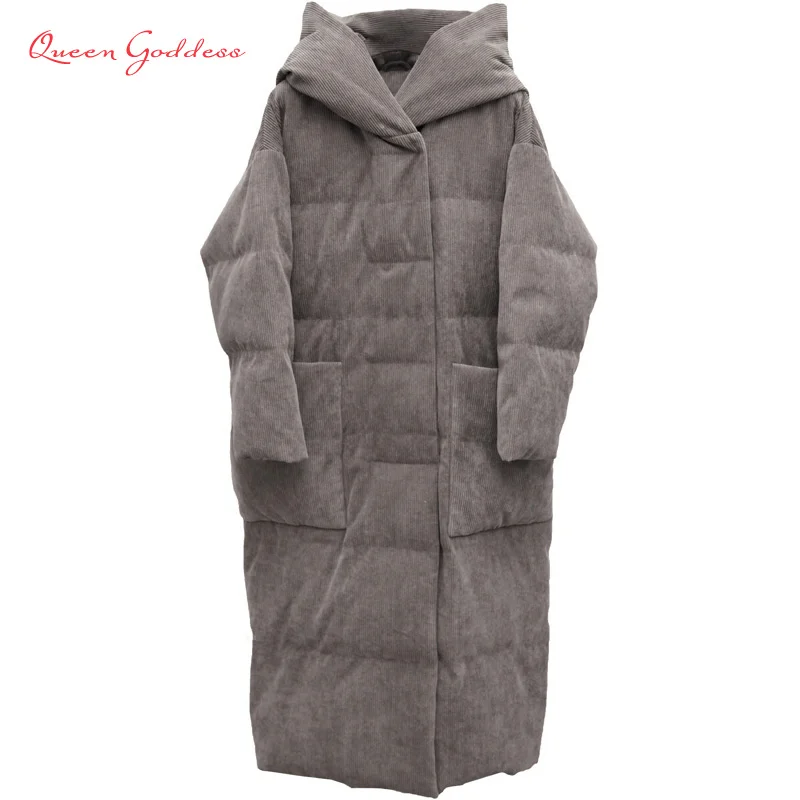 

Winter simple type Big pocket and hooded thick 90% white duck down women long jacket causal warm parkas Surprise or gift to mum