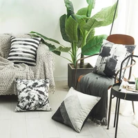 imitation silk throw pillows case for sofa chair car chinese ink painting geometric designer white cushion cover home decoration
