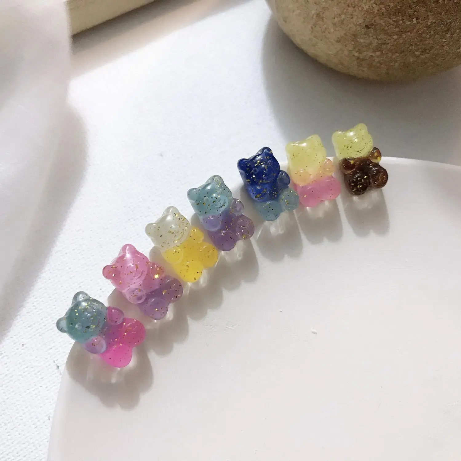 

New Handmade Resin Cute Cartoon Gummy Bear Stud Earrings Colorful Candy-colored Gummy Ear Studs Earrings For Women Girl Gift