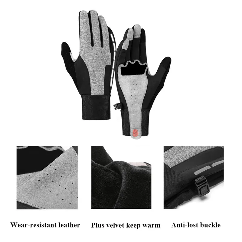 

Cycling Gloves Waterproof gloves bike riding gloves full finger Touchable warm fishing gloves Lycra