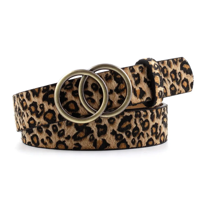 

2020 Designer Leather Snake Zebra Belt Leopard Women Female Fashion Waist Double Ring Circle Buckle Girl Jeans Dress Wild Belts