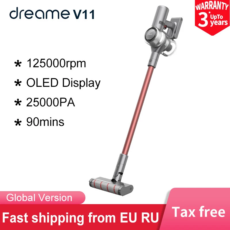 Ручной беспроводной пылесос Dreame V11 для дома и автомобиля с Oled дисплеем