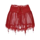 Женская сексуальная прозрачная сетчатая мини-юбка с высокой талией, кружевные бандажные подвязки, пояс для чулок, женское эротическое белье