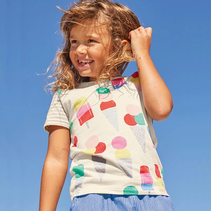 

Little maven Girls T-Shirt Colorful Ice-Cream Cool Clothing 100% Cotton Soft for Baby Kids Pretty suit for 2 to 7