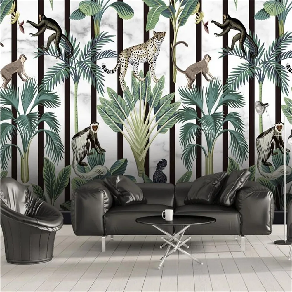 

Milofi hand-painted tropical rainforest animal large mural wallpaper bedroom living room background wall