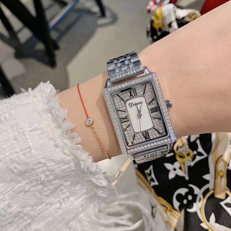 Silver Color Винтаж AILANG для женщин Бизнес платье часы кварцевые Сталь Прямоугольник наручные часы работоспособный 3 руки аналоговые Relojes водонепроницаемый NW8005 - Цвет: Silver Color