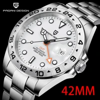 pagani design new gmt mens watch stainless steel automatic mechanical wristwatch military luxury waterproof clock reloj hombre