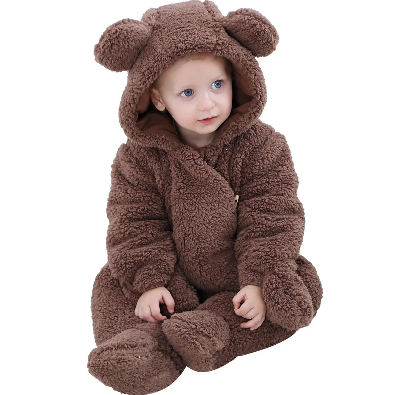 Супертеплые комбинезоны с милыми медвежьими ушками для маленьких мальчиков и