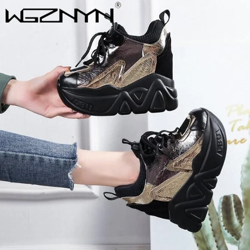 

Женские теннисные туфли, сетчатые, дышащие, на танкетке 12 см, Осенние, 2021