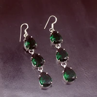 gemstonefactory big promotion 925 silver amazing shiny green topaz teardrop women ladies gifts dangle drop earrings 20212091