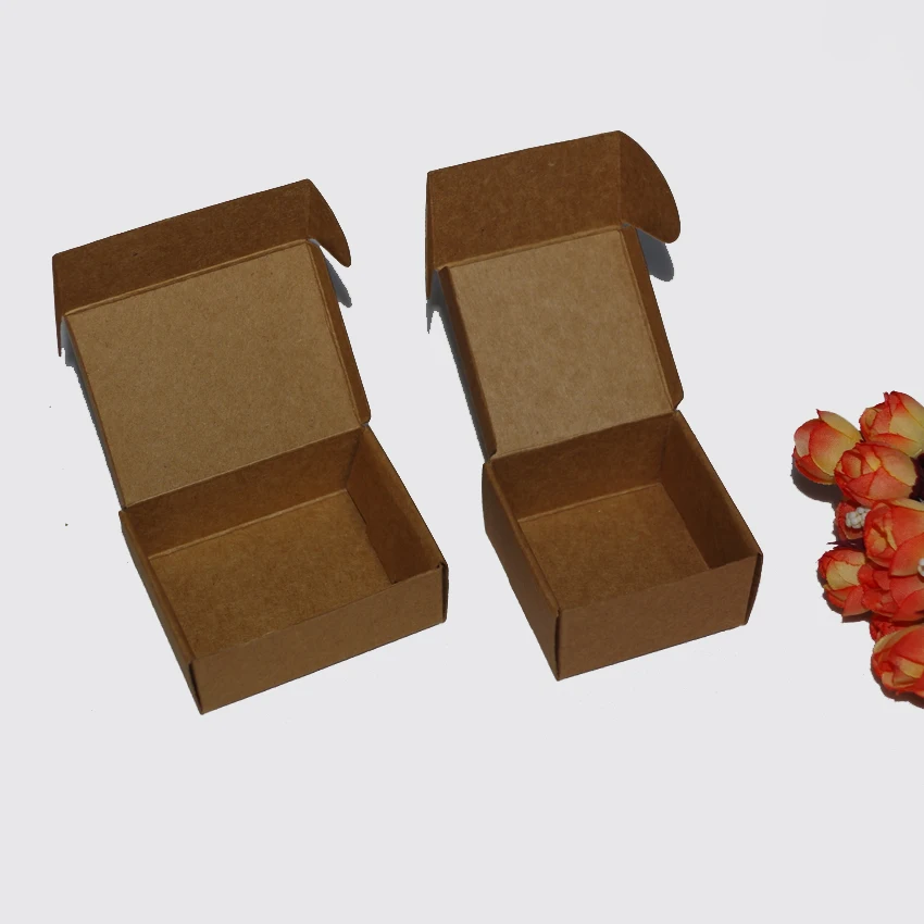 

100pcs/lot 20sizes 350gsm Kraft Paper Box Gift packing handmade soap Wedding Favor Small Party DIY Candy Boxes