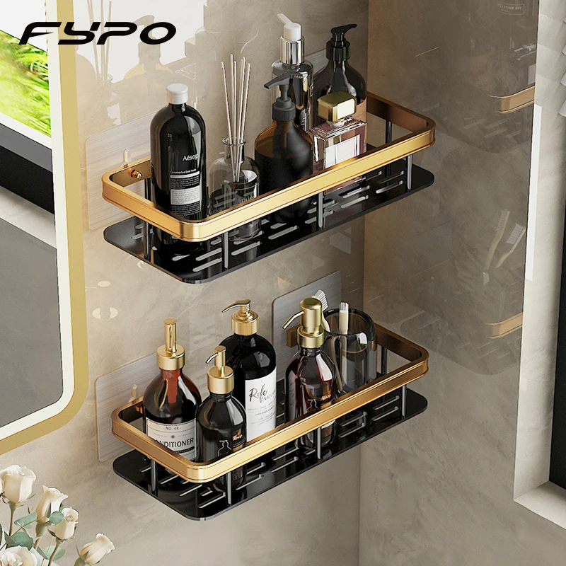 

Fypo Punch-free Bathroom Shelves Corner Shelf Holder Wall Mounted Shampoo Shower Storage Rack Kitchen Bathroom Accessories