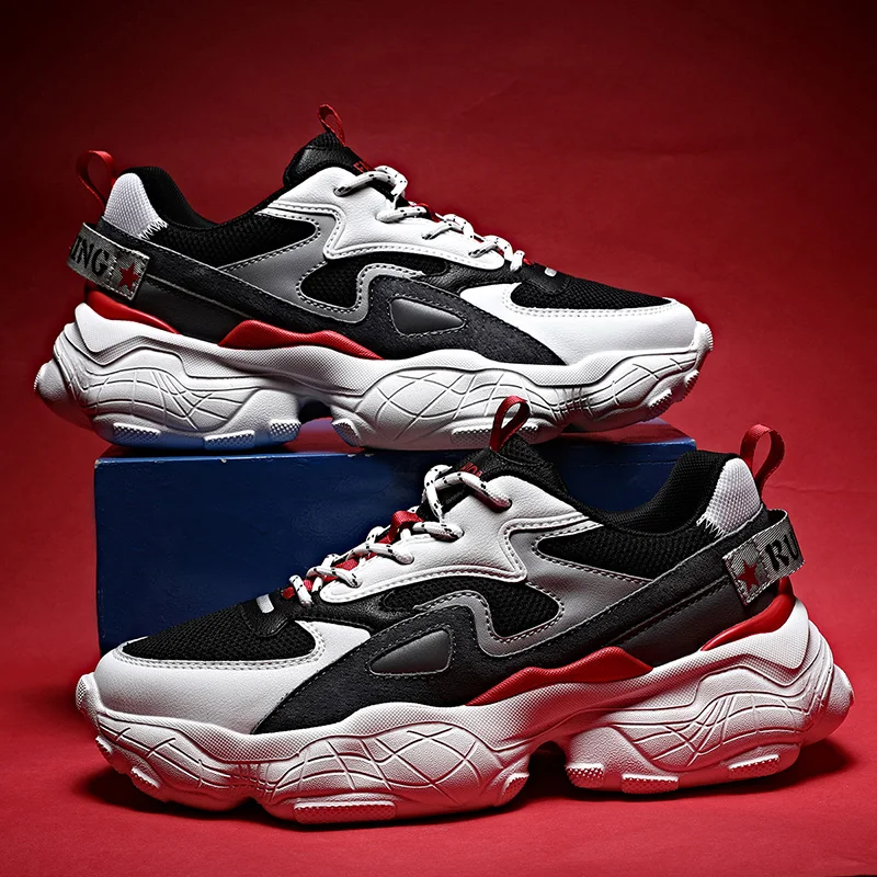 Luxury Brand Designed Men Dad Chunky Sneakers Big Sole Trending Street Walking Shoes Fashionable Running For Young Hip Hop | Спорт и