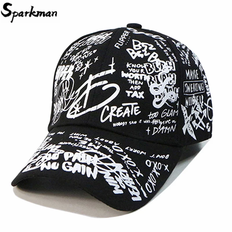 Кепка в стиле хип хоп для мужчин и женщин бейсболка Харадзюку С принтом граффити