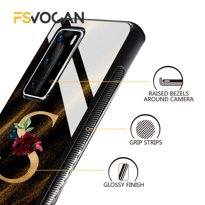 DIY Custom Name Phone Case For Huawei P30 P40 Lite Pro P20 Honor 50 10X 20 30Plus 8X 9X Nova 5T Mate Carbon Fiber Cover Initials
