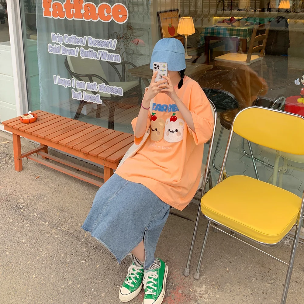 Футболка женская с коротким рукавом свободного покроя | Женская одежда