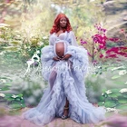 Элегантные пышные длинные тюлевые платья для беременных пикантные прозрачные длинные гофрированные вечерние тюлевые халаты для женщин для фотосъемки одежда из ткани