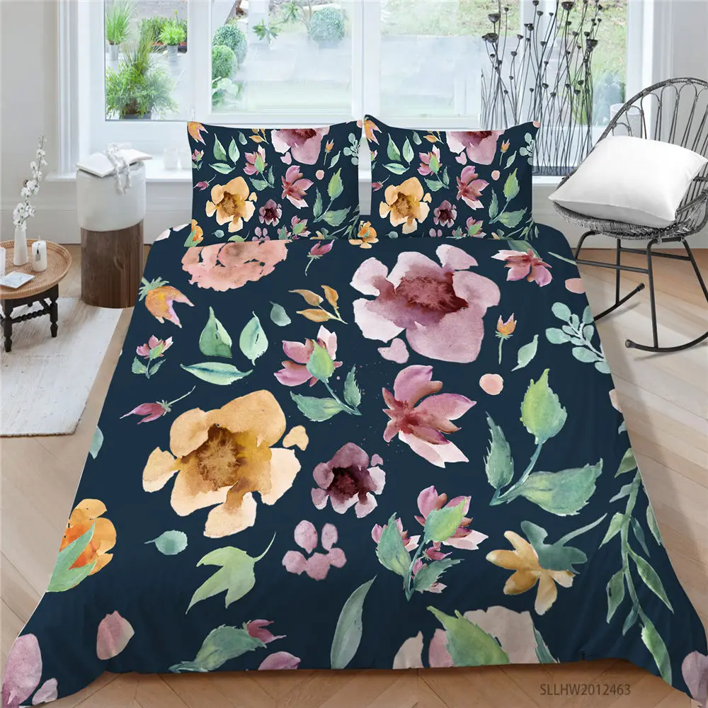 

Artistic Floral Bedding Set Queen Elegant Country Style Duvet Cover King Twin Full Double Single Queen Bed Set Beautiful