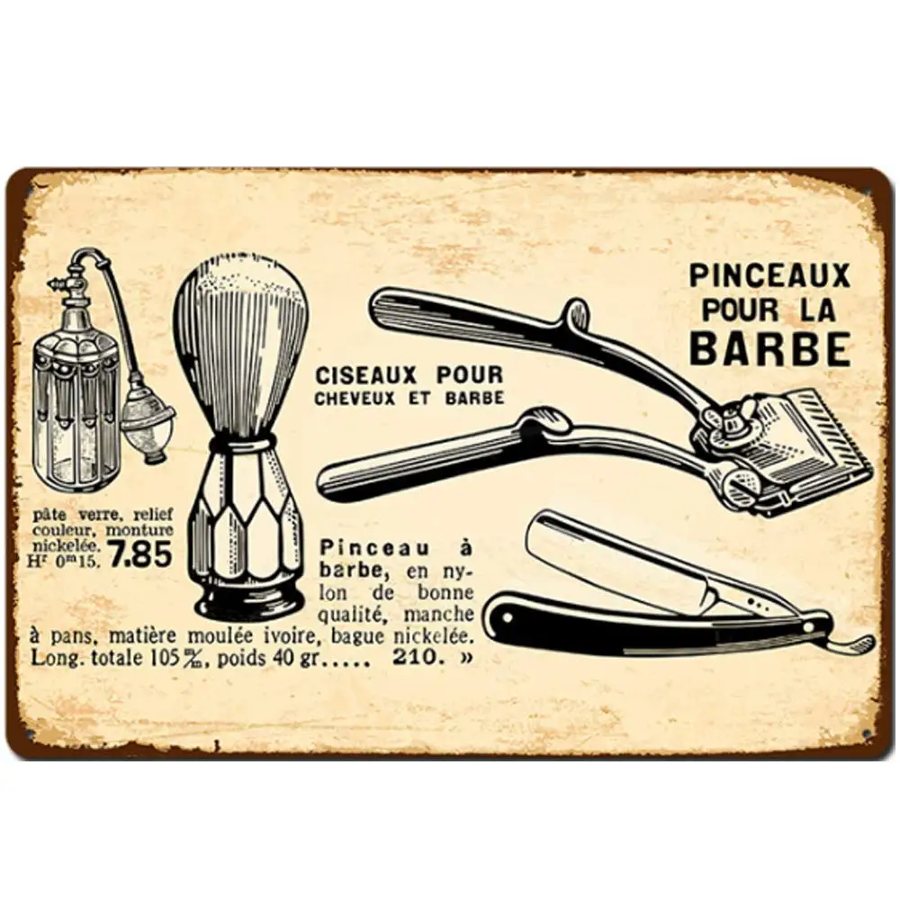 

Original Retro Design Vintage Barber Tools Tin Metal Signs Wall Art | Thick Tinplate Print Poster Wall Decoration for Barber Sho