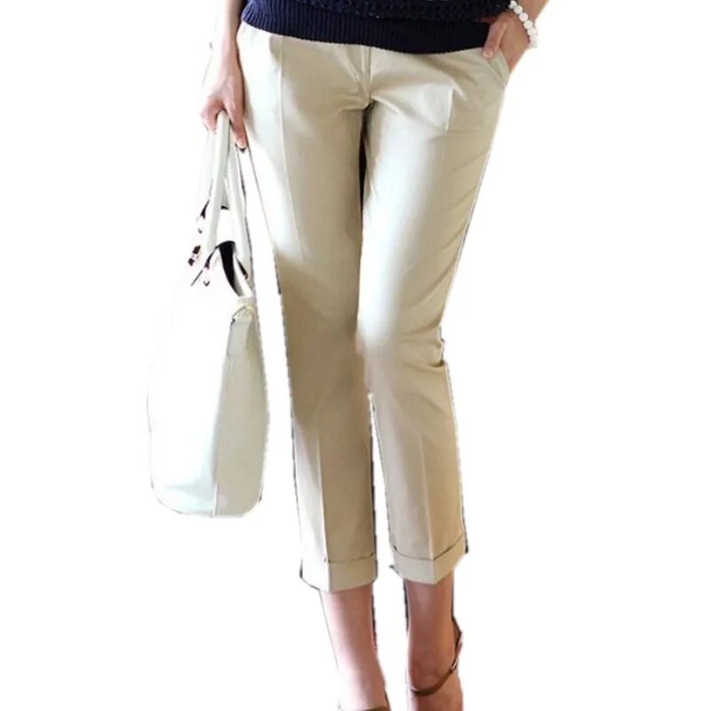 Женские Брюки Капри с завышенной талией повседневные облегающие батальных