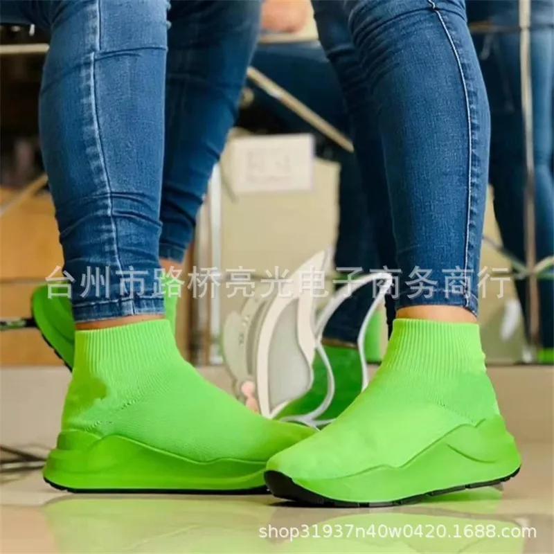 

Женские Эластичные тканевые носки, сезон весна-осень 2022, дышащие повседневные сетчатые красные вязаные короткие сапоги на танкетке, Botas Mujer