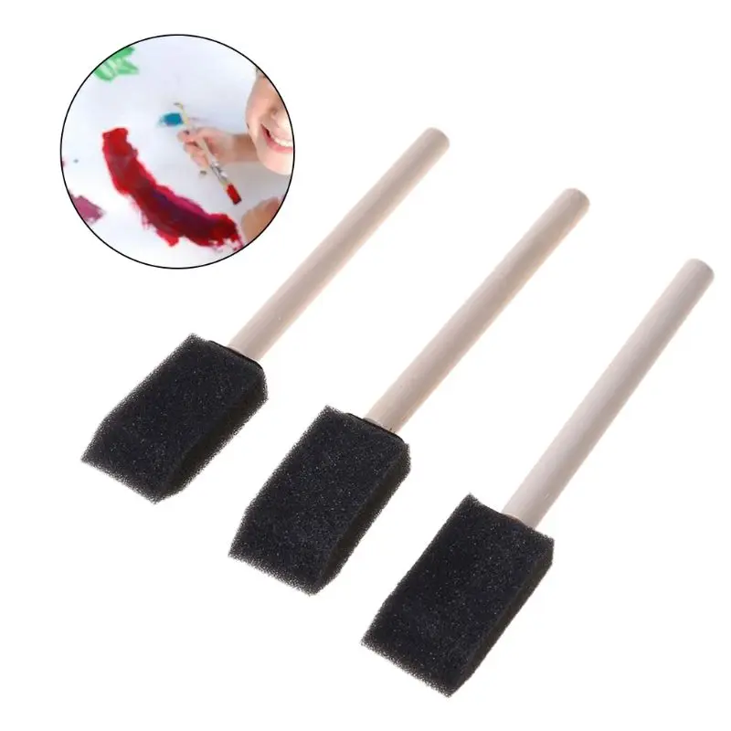 

1 inch Foam Sponge Wood Handle Paint Brush Set - Lightweight, Durable and Great for Acrylics, Stains, Varnishes, Crafts