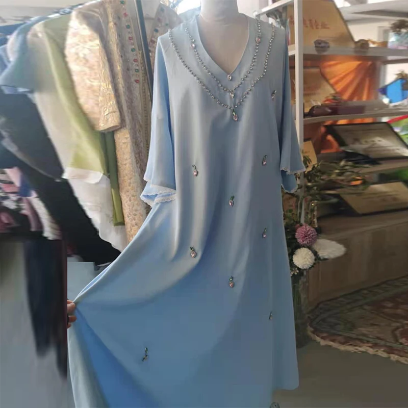 

2021 Ramadan Eid Abaya Dubai Muslim Hijab Dress Turkey Islam Clothing Abayas For Women Robe Longue Femme Kleid Vestido De Mujer