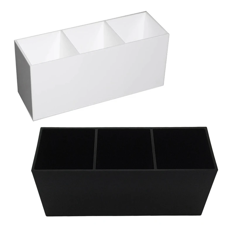 

3 Slot Cosmetics Brush Storage Case Acrylic Solid Color Makeup Tools Holder Organizer Box Durable Makeup Tool