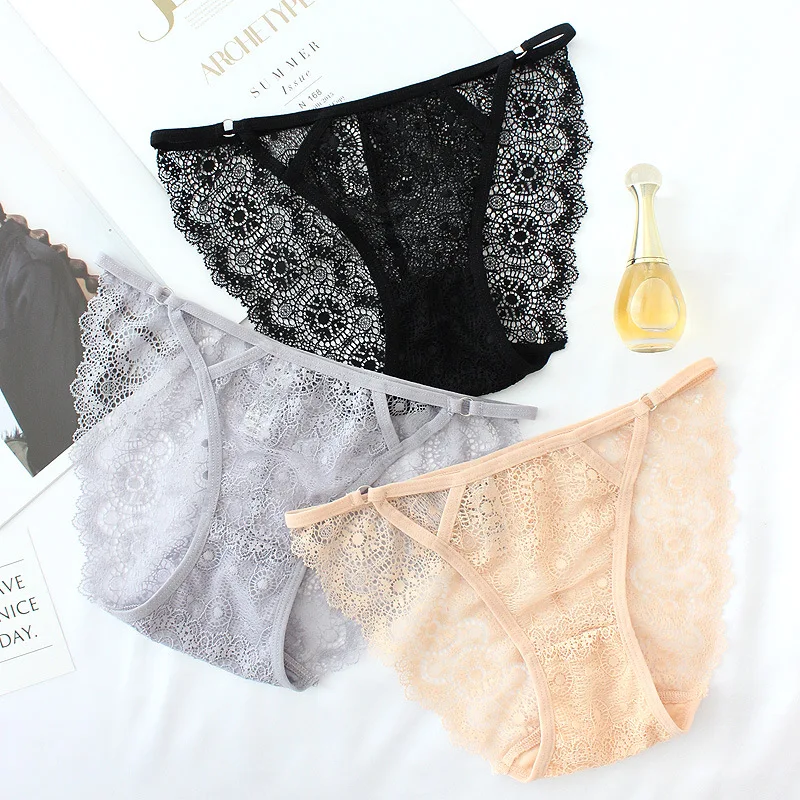

Women Fashion Skin Gray, кружевные хлопковые трусики с бантом и низкой талией, женское нижнее белье, трусы 3 шт., перспектива
