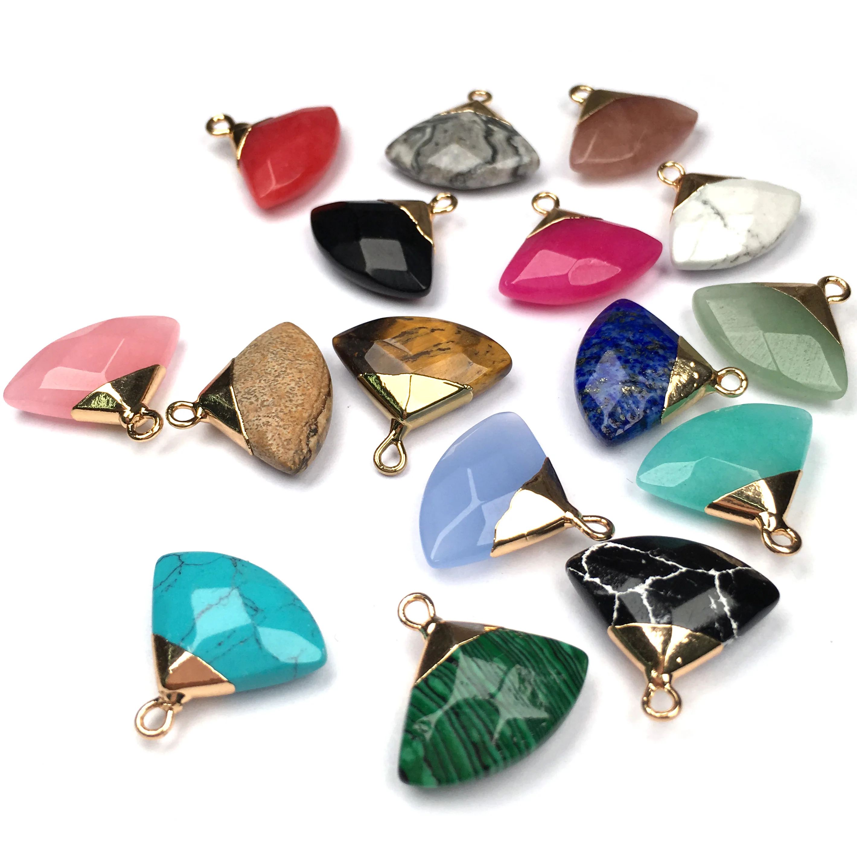 

New Style Sector Shape Natural Stone Pendants & Necklace 100% Real Stone Pendants for Jewelry Making Necklace Women Men Gift