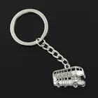 Новая мода мужской 30 мм брелок DIY металлический держатель цепь винтажный Лондонский автобус автомобиль 20x25 мм Серебряный цвет кулон подарок