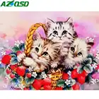 AZQSD цвет по номеру кошка картина по номерам животное картина маслом домашний декор