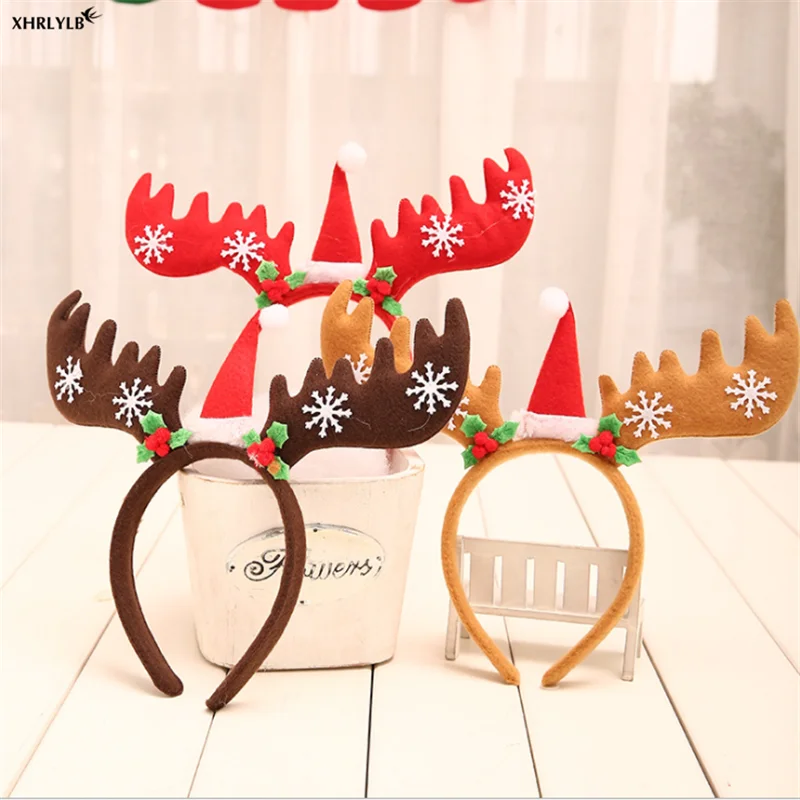 XHRLYLB Новинка 1p CChristmas украшения фланелевые рога Рождественская шапка товары для