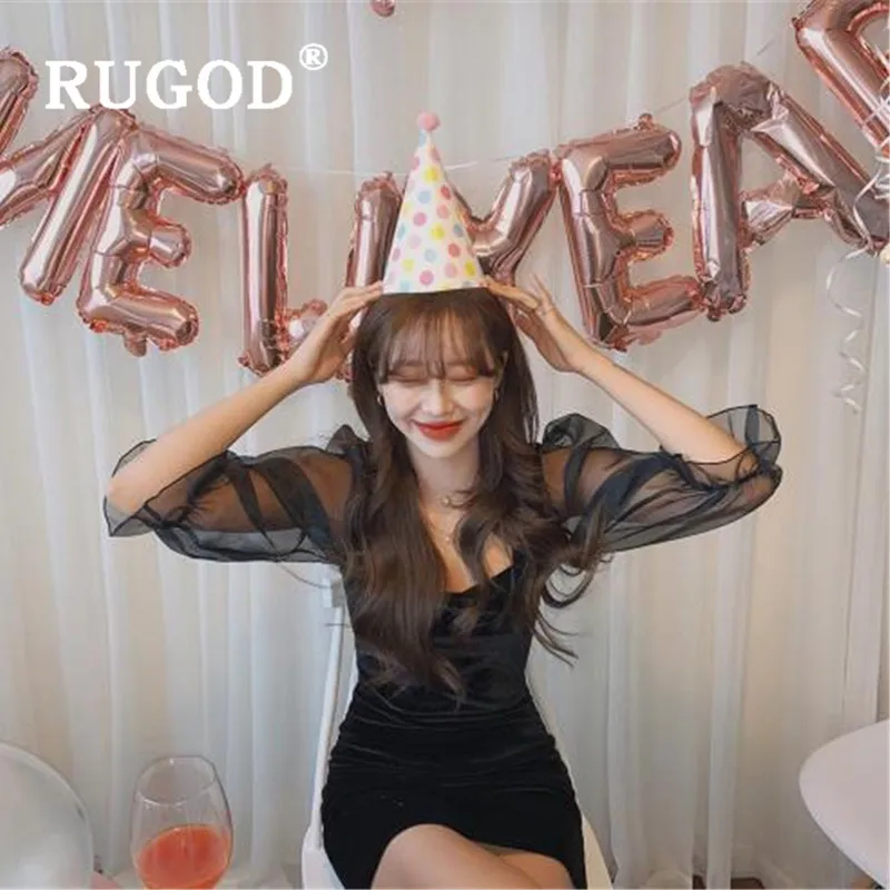 RUGOD элегантное кружевное Сетчатое женское мини-платье сексуальное вельветовое