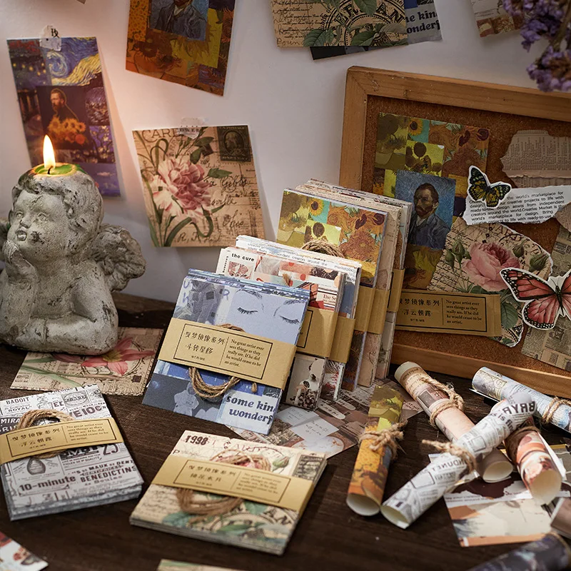 

50pcs/lot Memo Pads Sticky Notes Vintage flowers Daily Junk Journal Scrapbooking Stickers Office