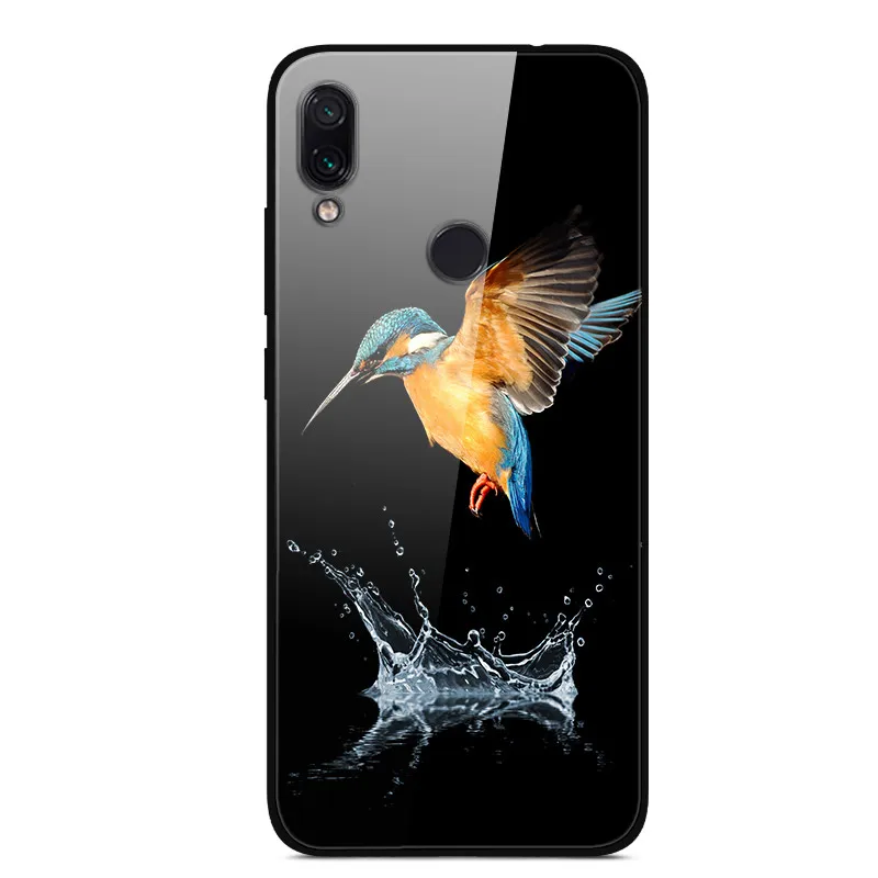 55 Для Xiaomi Redmi 7 Чехол из закаленного стекла твердая задняя крышка для Xiaomi Redmi Note 7 чехлы для телефонов силикон бампер Coque на Redmi7 Note7 - Цвет: 55