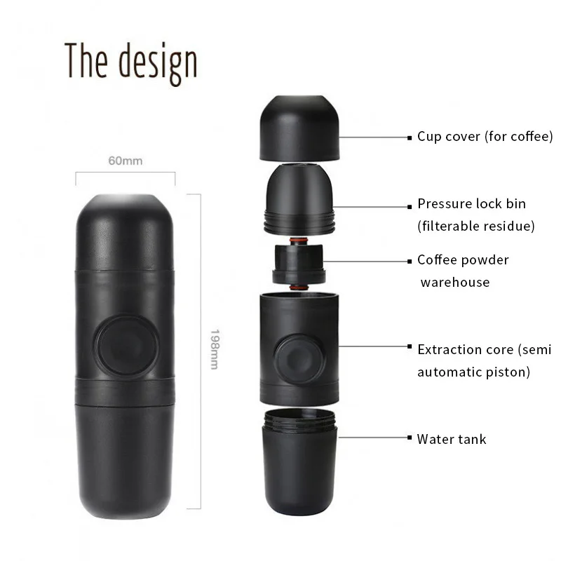 

2021 Portable Mini Hand Pressure Coffee Pot Office Outdoor Accompanying Mini Coffee Cup Pot