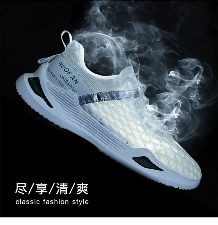 

2021 Summer New Men's Shoes Flying Woven Mesh Male Casual Shoe Lace-up Hollow Breathable Running Sports Shoes Man Light Footwear