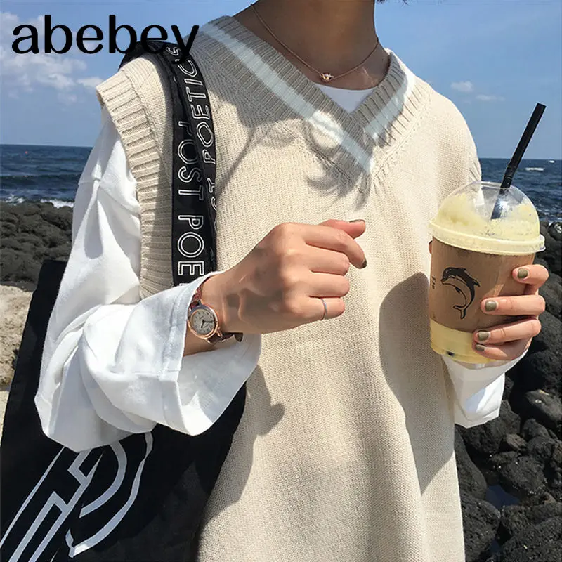 Женский свитер-жилет с V-образным вырезом в японском стиле | Женская одежда