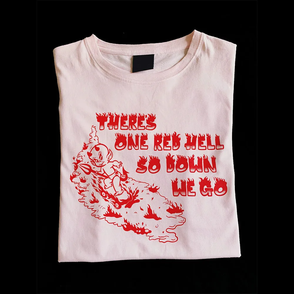 

Funny Cute Little Devil Print Shirt Short Sleeve Graphic Tees Plus Size Summer Cotton Tops Harajuku Vintage Punk Women Shirt