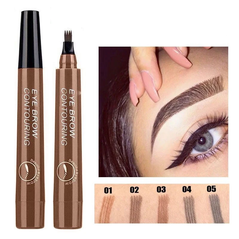 

Liquid Eyebrow Pen Tattoo 4 tips Fine Sketch Microblade pen for eyebrows Waterproof and Smudge-proof Natural Brows Looking