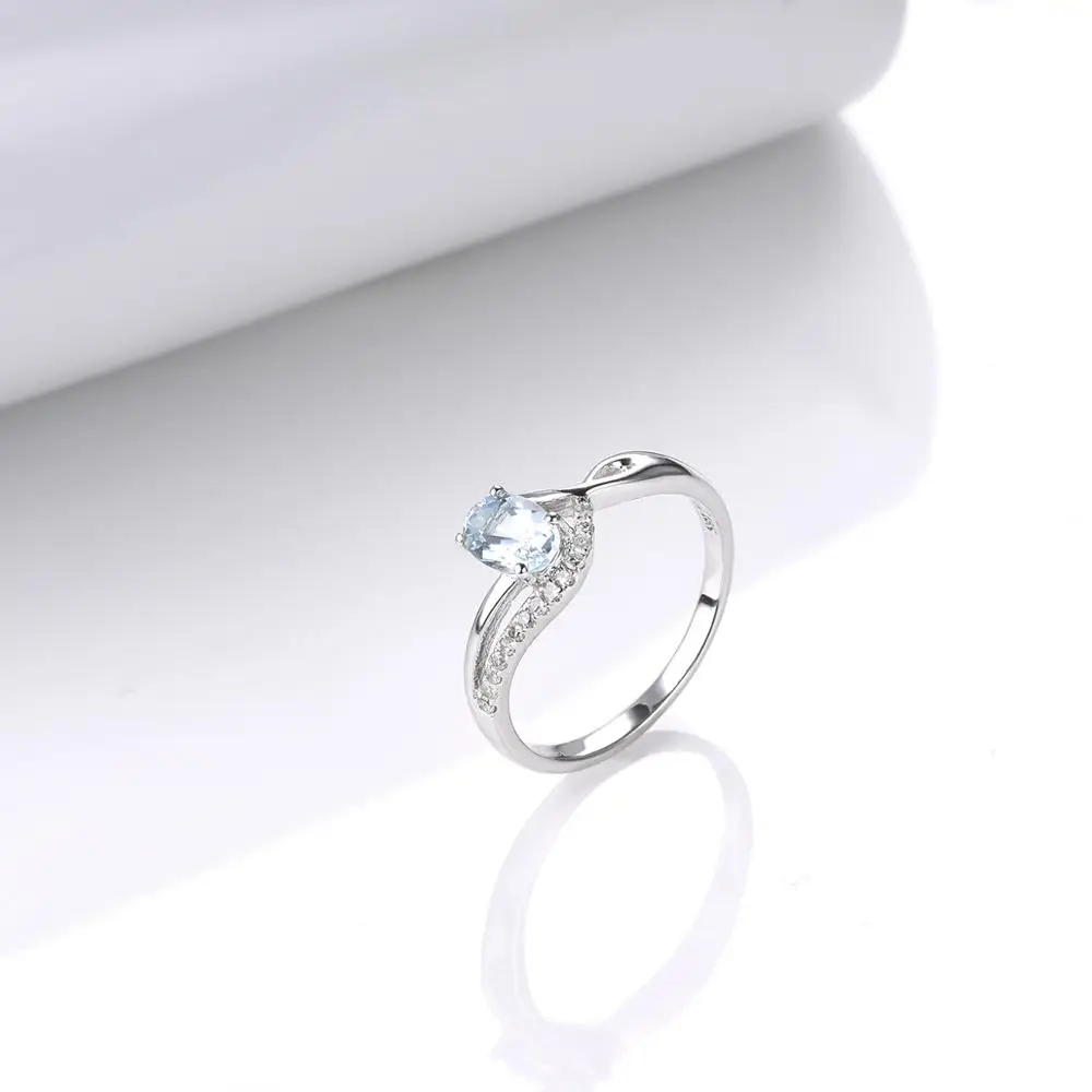 Кольцо с аквамарином LP на заказ подарок день рождения в марте однотонные кольца